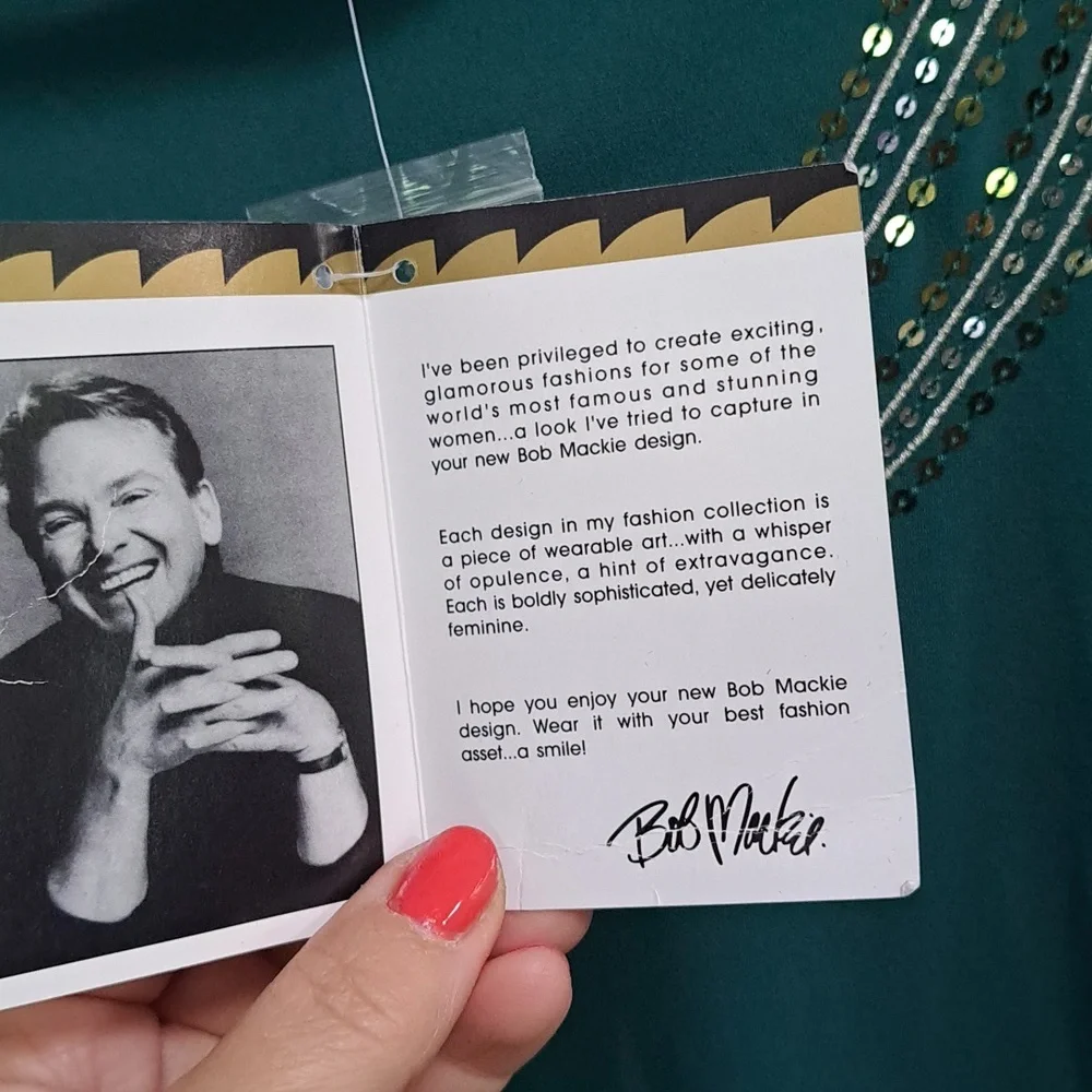 Bob Mackie Teal Green Sequin/Gem Lined Formal Dress. Size 2X NWT - Picture 8 of 11